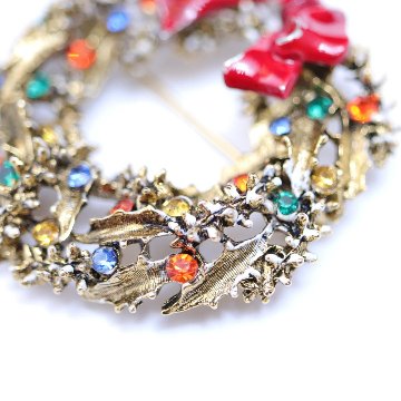 アメリカ ART  クリスマスリースブローチの画像