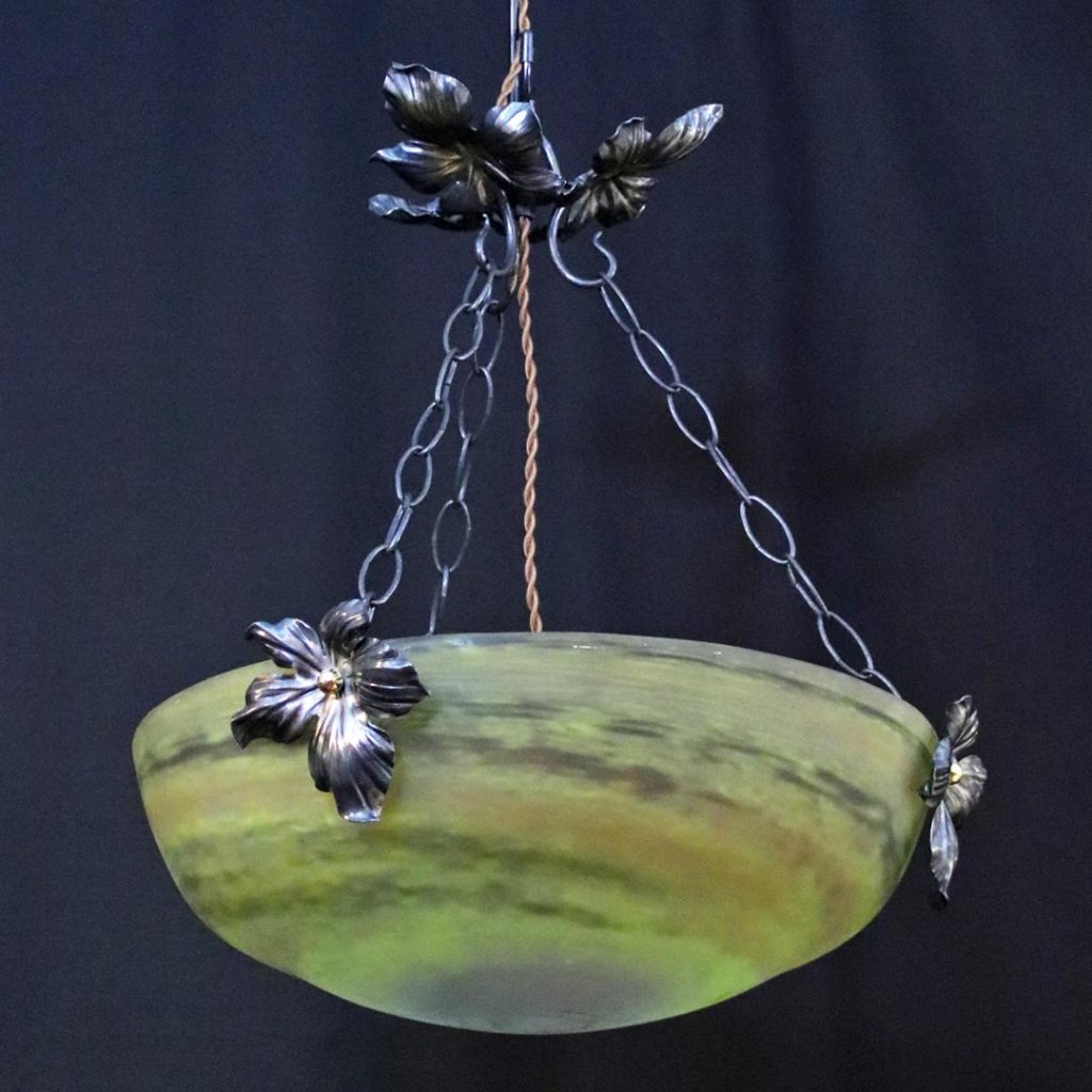 フランス ミューラー アイアン ハンギングランプボウルの画像