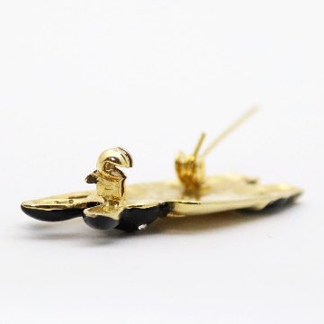 ヴィンテージ エナメル＆ラインストーン バニーブローチの画像