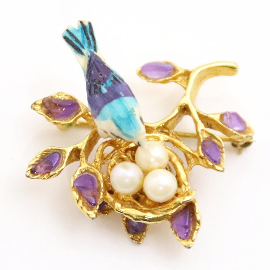 Swoboda バード・オン・ネスト ブローチの画像