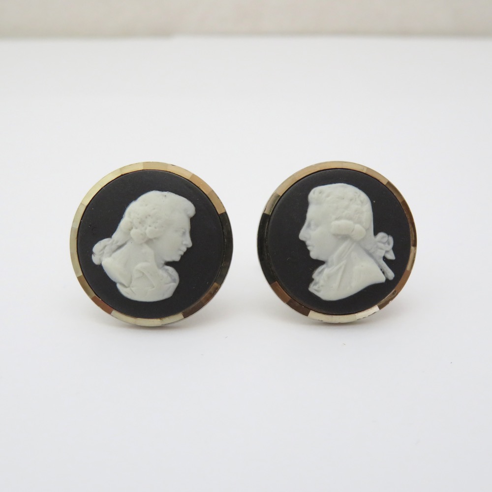  イギリス ヴィンテージ Wedgwood&Stratton ジャスパー カフリンクスの画像