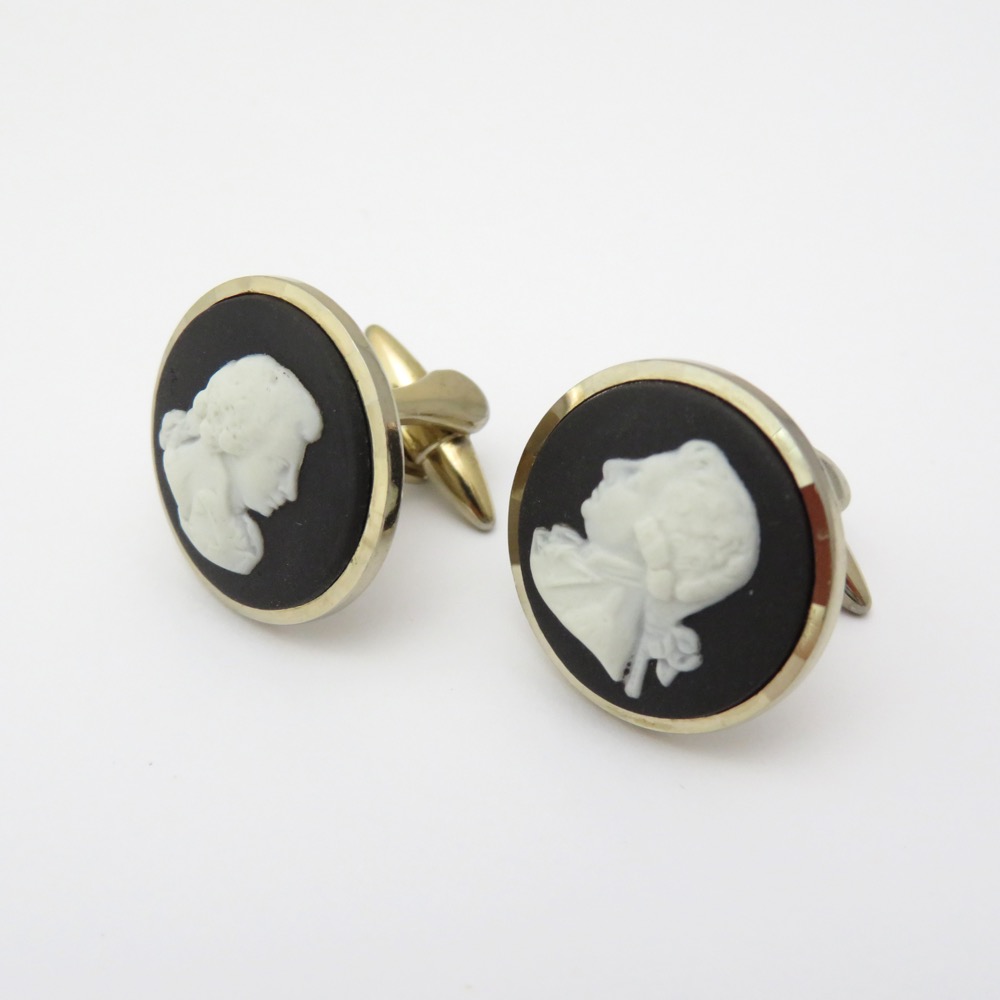  イギリス ヴィンテージ Wedgwood&Stratton ジャスパー カフリンクスの画像