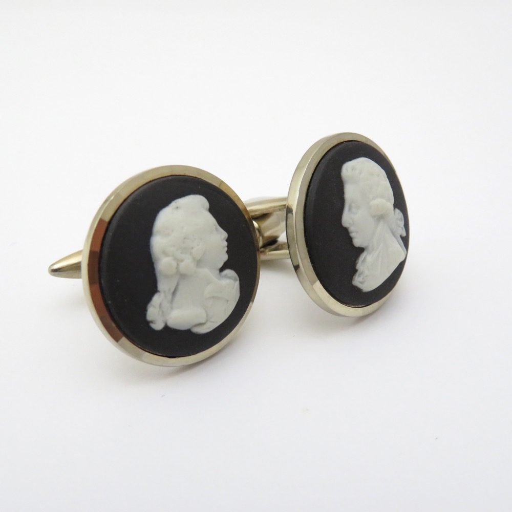  イギリス ヴィンテージ Wedgwood&Stratton ジャスパー カフリンクスの画像