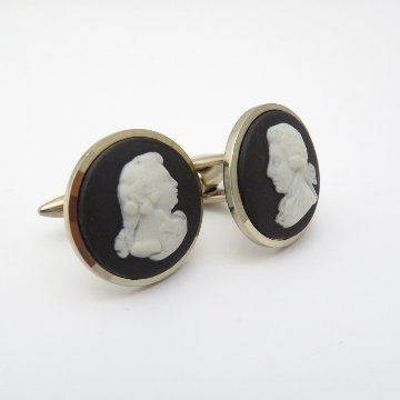  イギリス ヴィンテージ Wedgwood&Stratton ジャスパー カフリンクスの画像