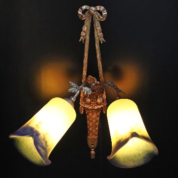 フランス ノヴェルディー ブロンズ 2灯ウォールランプの画像