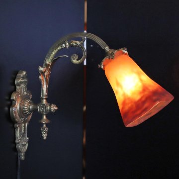 フランス アンティーク ミューラー ソリッドブラス ウォールランプの画像