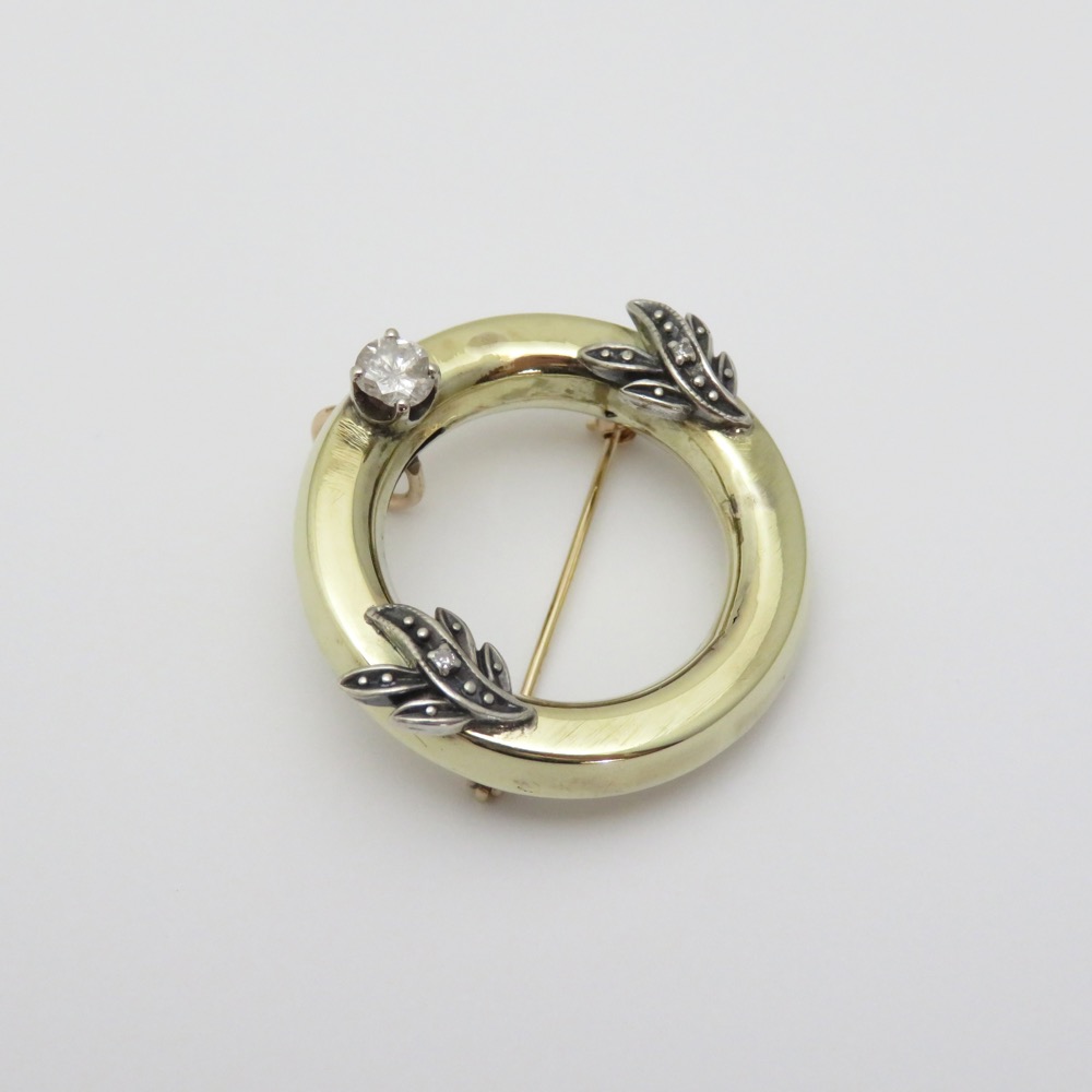 イギリス アールデコ ダイヤモンド 14金ブローチ＆ペンダントの画像