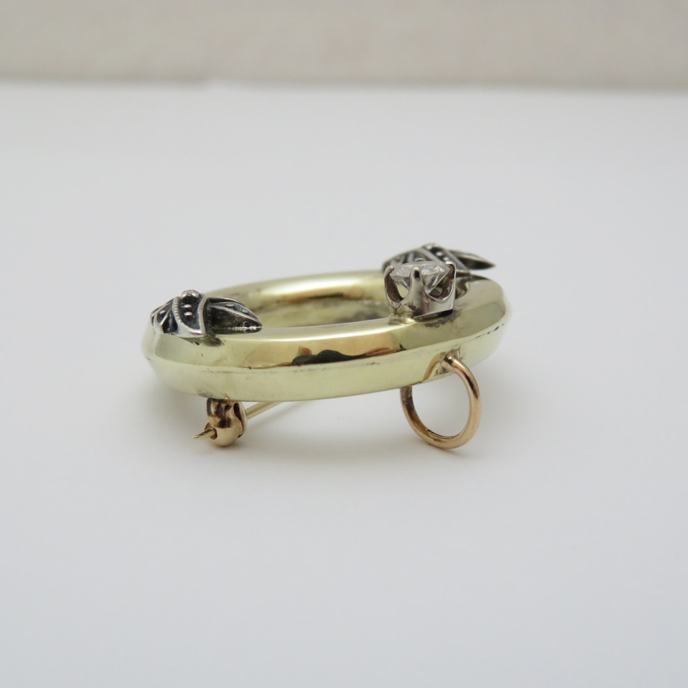 イギリス アールデコ ダイヤモンド 14金ブローチ＆ペンダントの画像