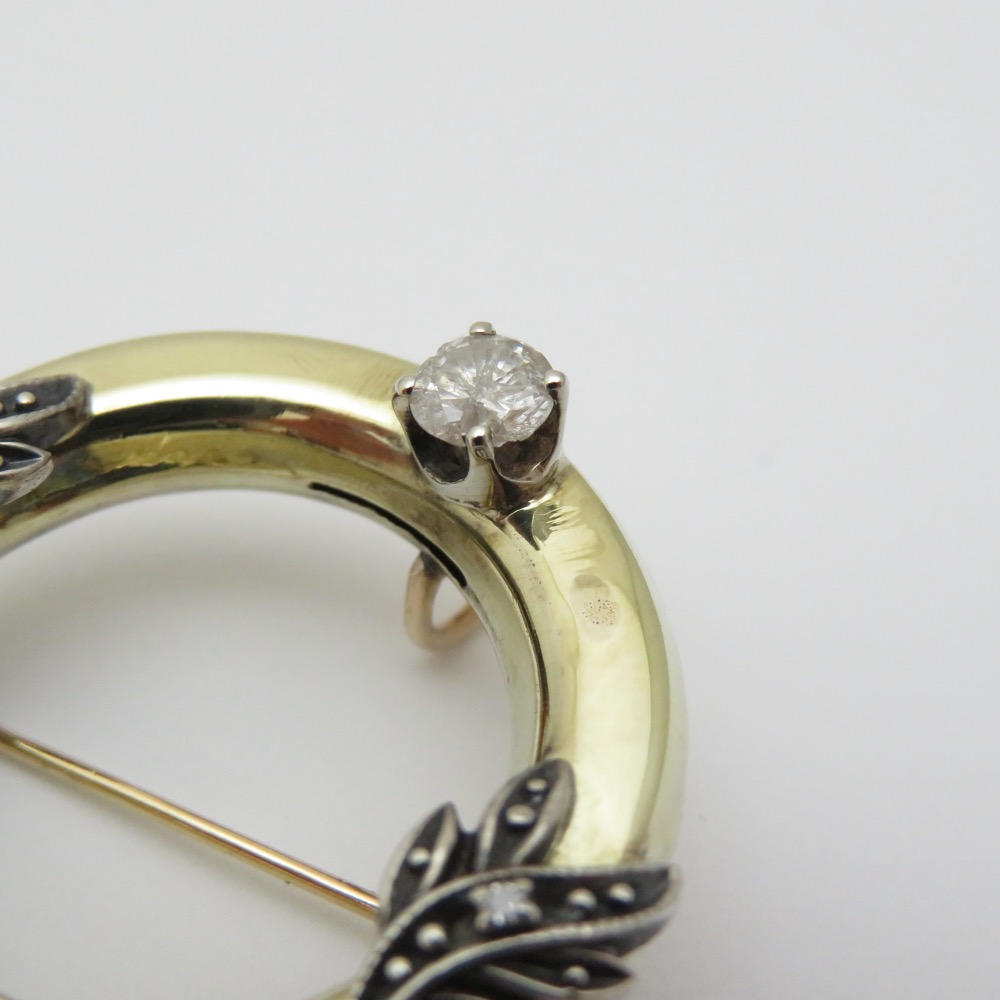 イギリス アールデコ ダイヤモンド 14金ブローチ＆ペンダントの画像