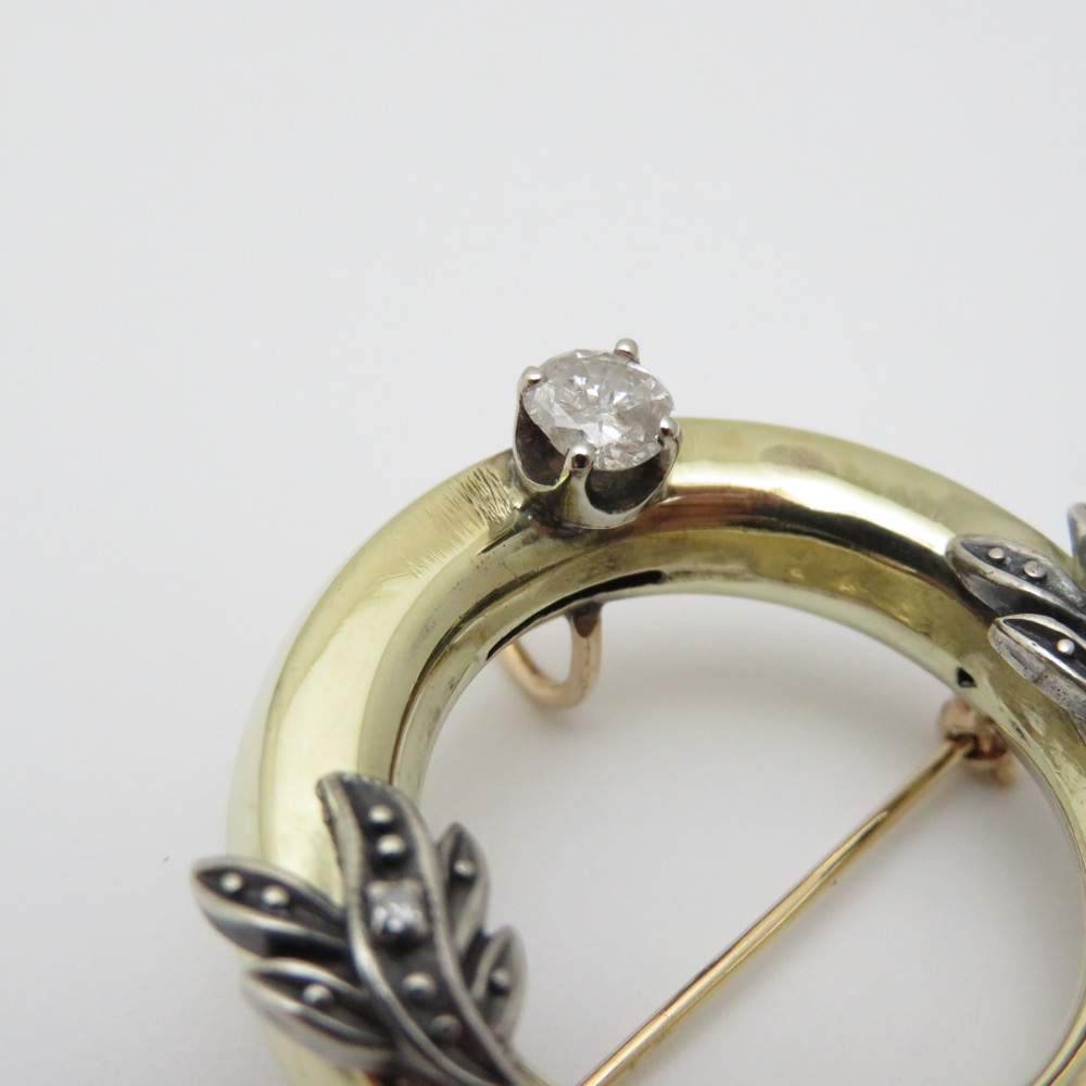 イギリス アールデコ ダイヤモンド 14金ブローチ＆ペンダントの画像