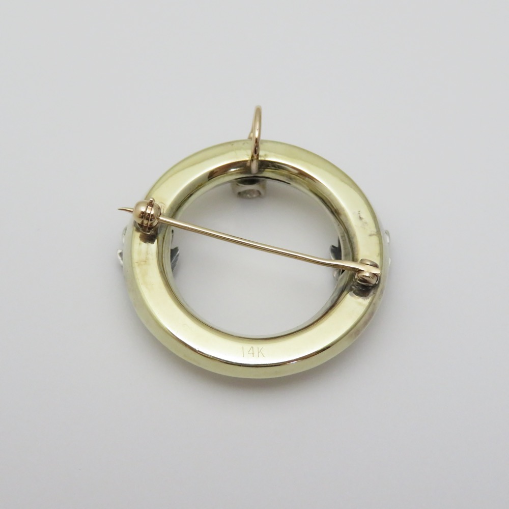 イギリス アールデコ ダイヤモンド 14金ブローチ＆ペンダントの画像