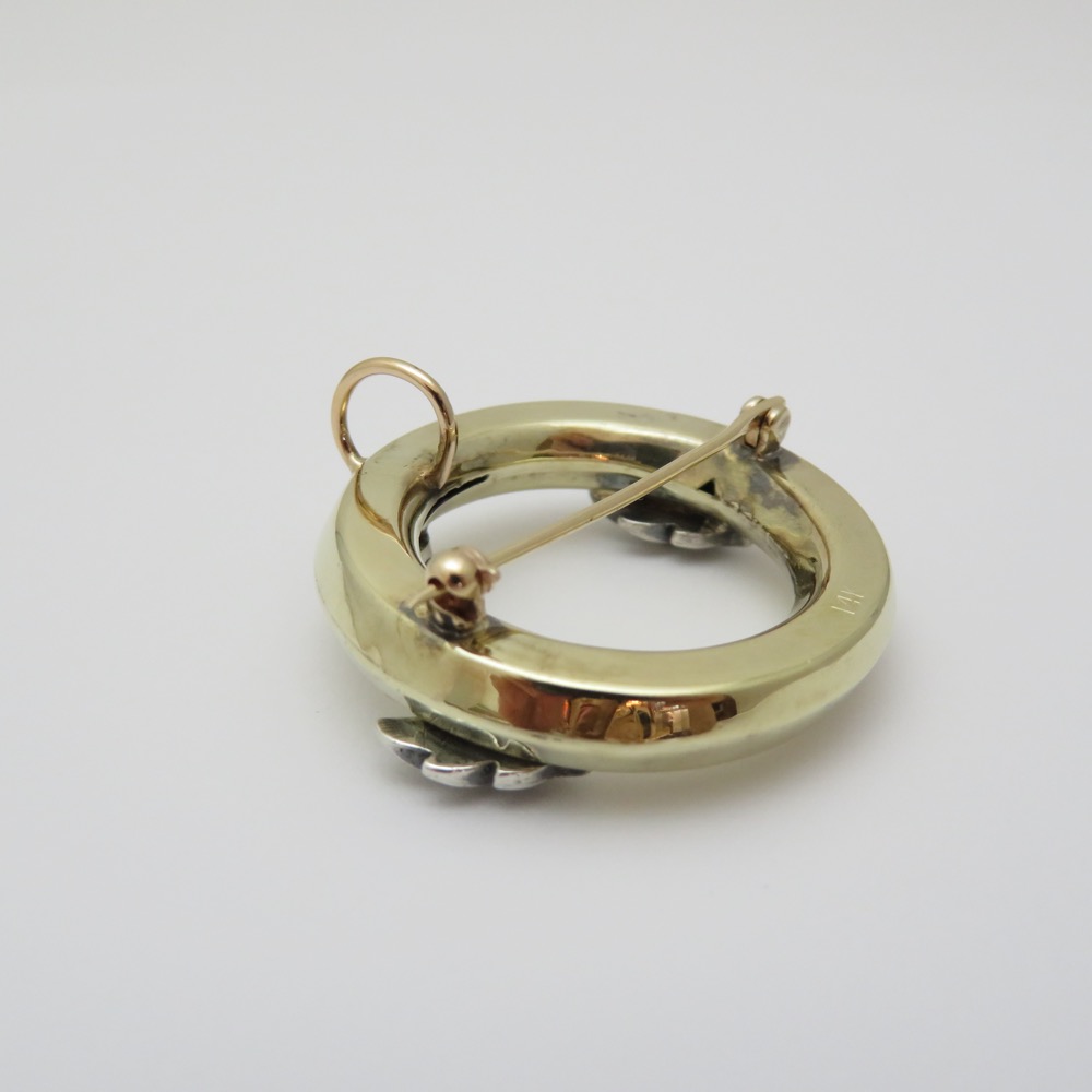 イギリス アールデコ ダイヤモンド 14金ブローチ＆ペンダントの画像