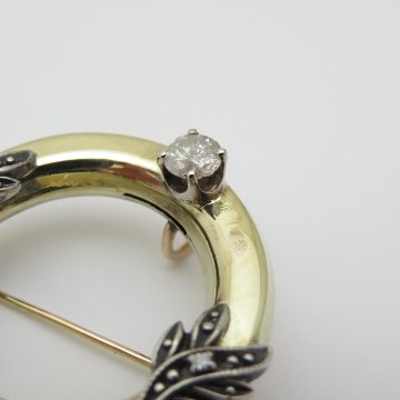 イギリス アールデコ ダイヤモンド 14金ブローチ＆ペンダントの画像