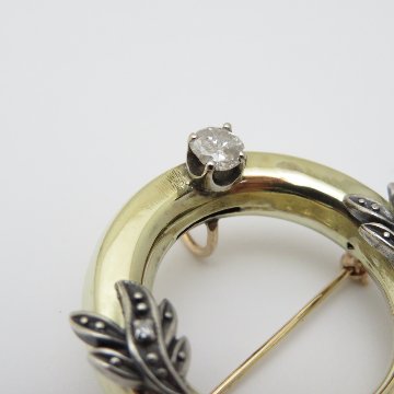 イギリス アールデコ ダイヤモンド 14金ブローチ＆ペンダントの画像