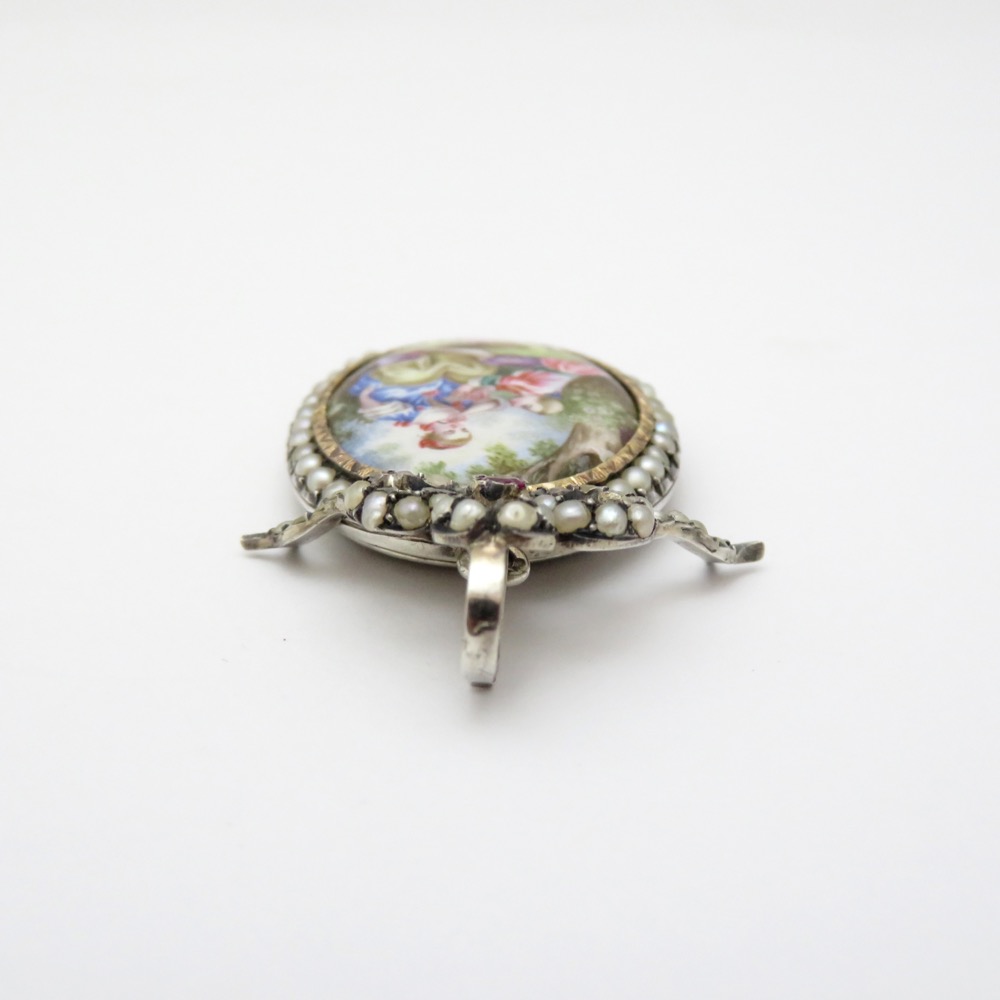 フランス アンティーク ミニアチュール シルバーロケットペンダントの画像