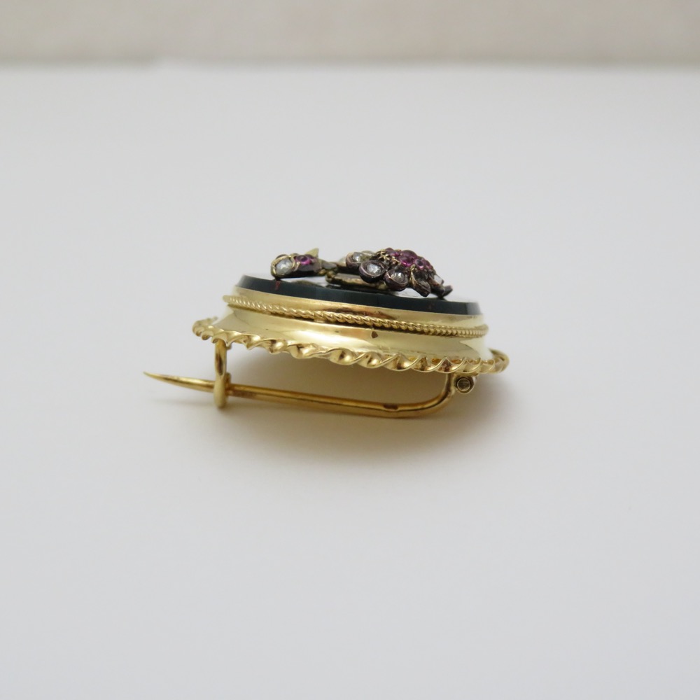 フランス アンティーク ダイヤモンド＆ルビー 18金ブローチの画像