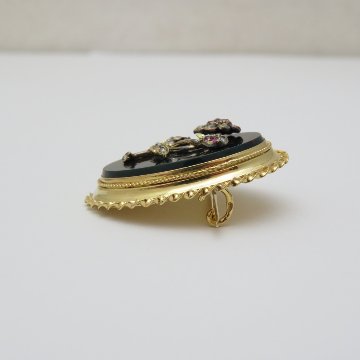 フランス アンティーク ダイヤモンド＆ルビー 18金ブローチの画像