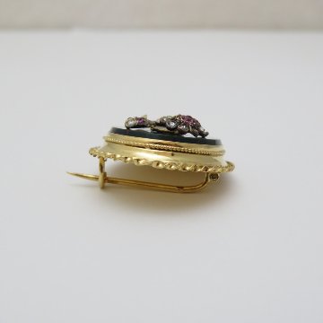 フランス アンティーク ダイヤモンド＆ルビー 18金ブローチの画像