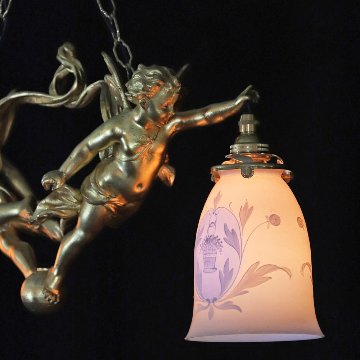 二十世紀初頭 ２灯 ブロンズ フィギュラルシャンデリアの画像