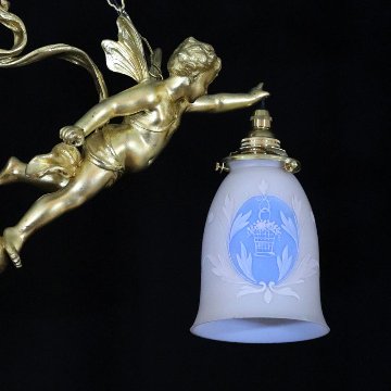 二十世紀初頭 ２灯 ブロンズ フィギュラルシャンデリアの画像