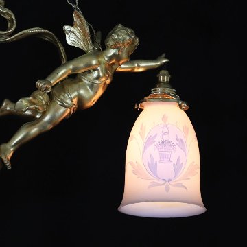 二十世紀初頭 ２灯 ブロンズ フィギュラルシャンデリアの画像