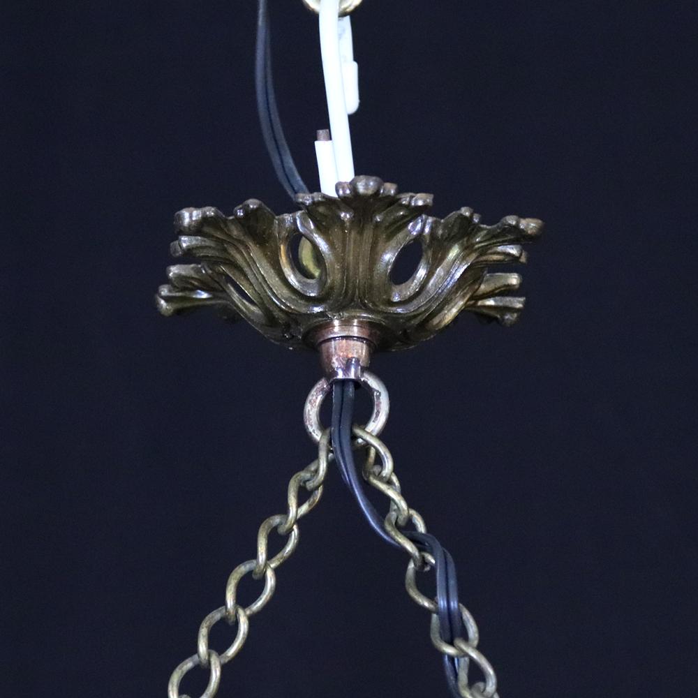 二十世紀初頭 フランス オパールセントガラス ブロンズ フィギュラル ハンギングランプの画像