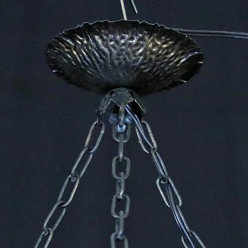 フランス 二十世紀初頭 クランベリーガラス アイアン ハンギングランプの画像