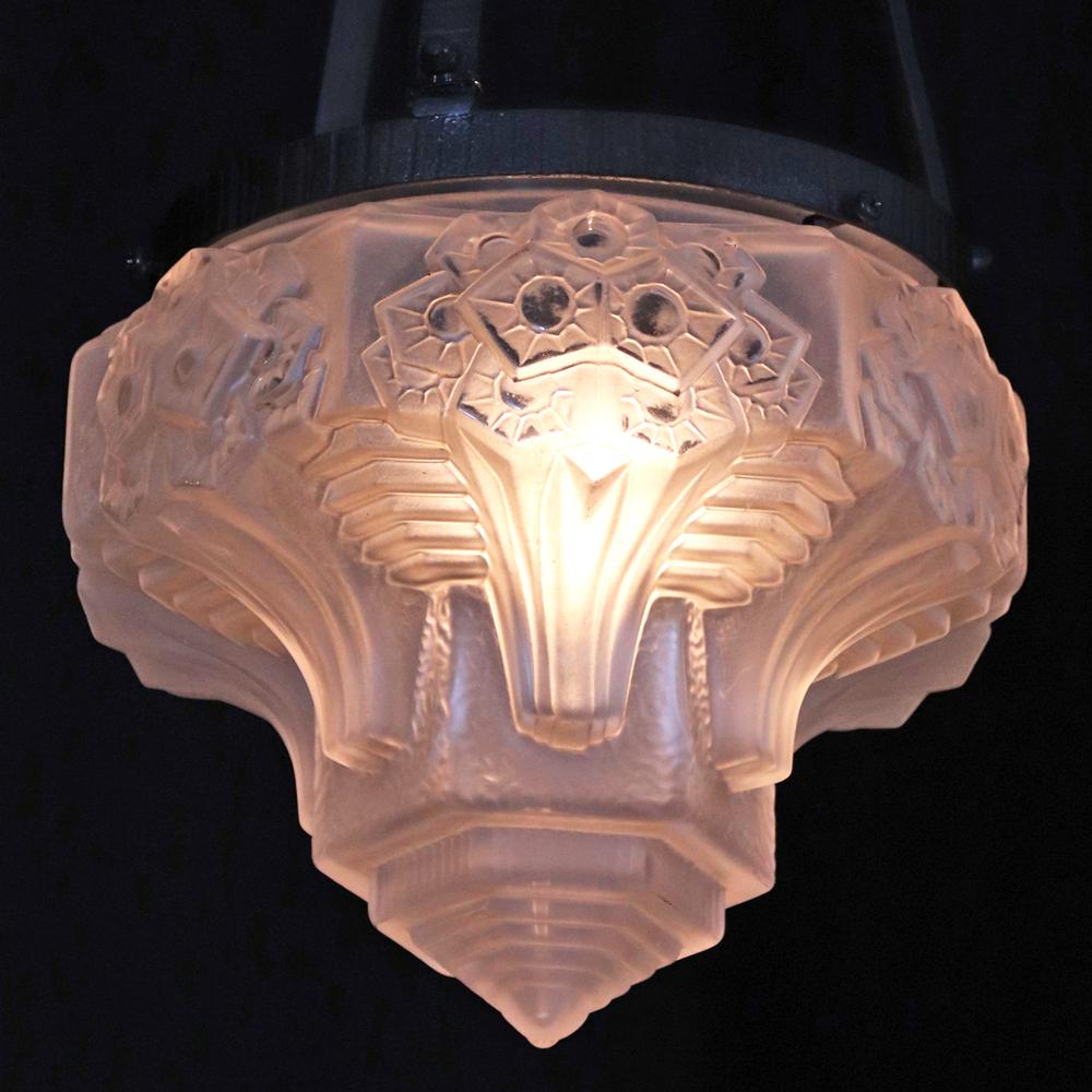 フランス アールデコ ミューラー アイアン ハンギングランプの画像