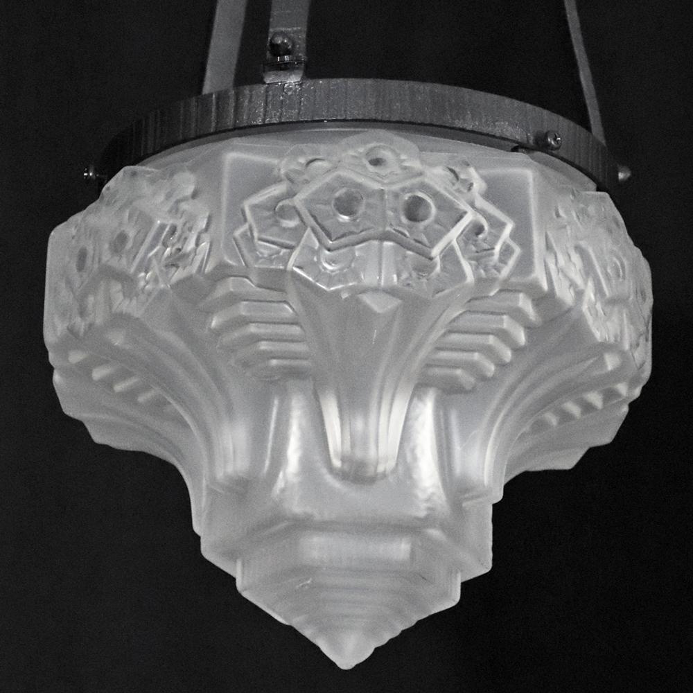 フランス アールデコ ミューラー アイアン ハンギングランプの画像