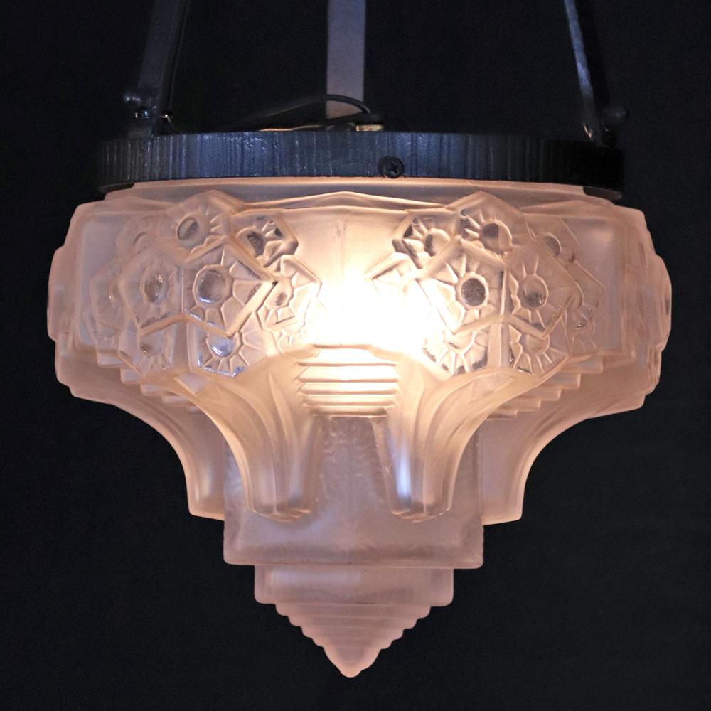 フランス アールデコ ミューラー アイアン ハンギングランプの画像