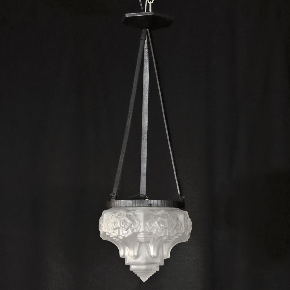 フランス アールデコ ミューラー アイアン ハンギングランプの画像