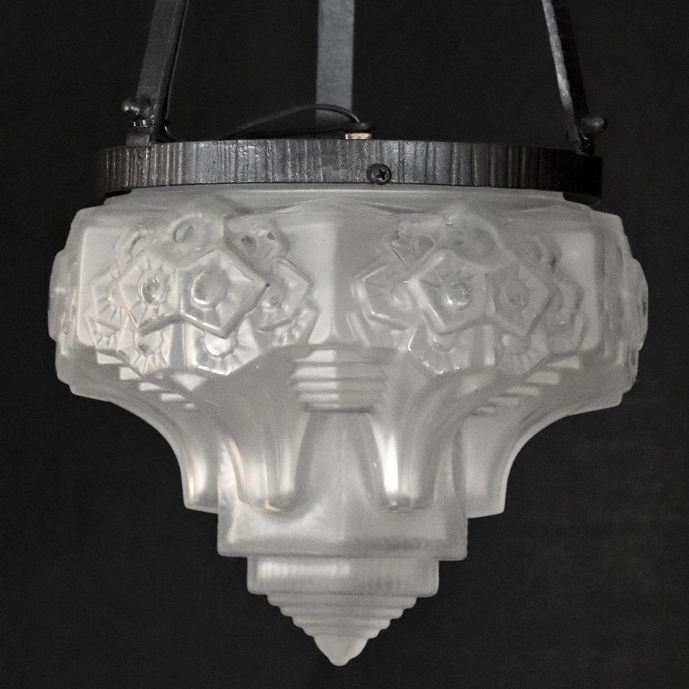 フランス アールデコ ミューラー アイアン ハンギングランプの画像