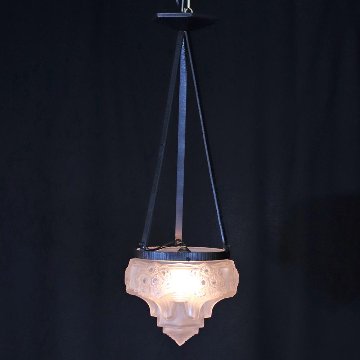 フランス アールデコ ミューラー アイアン ハンギングランプの画像