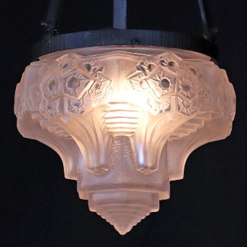 フランス アールデコ ミューラー アイアン ハンギングランプの画像