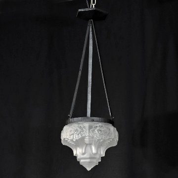 フランス アールデコ ミューラー アイアン ハンギングランプの画像