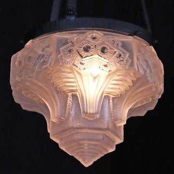 フランス アールデコ ミューラー アイアン ハンギングランプの画像