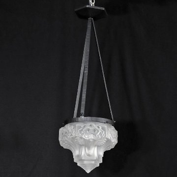 フランス アールデコ ミューラー アイアン ハンギングランプの画像