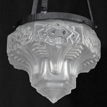 フランス アールデコ ミューラー アイアン ハンギングランプの画像