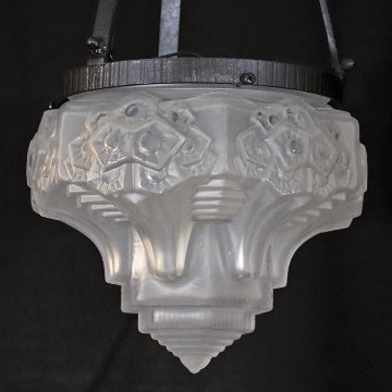 フランス アールデコ ミューラー アイアン ハンギングランプの画像