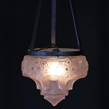 フランス アールデコ ミューラー アイアン ハンギングランプの画像