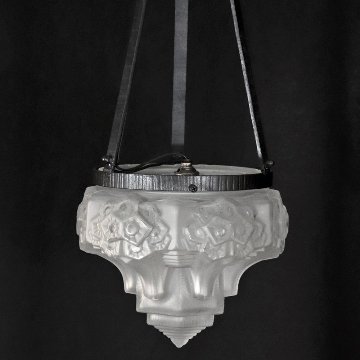 フランス アールデコ ミューラー アイアン ハンギングランプの画像