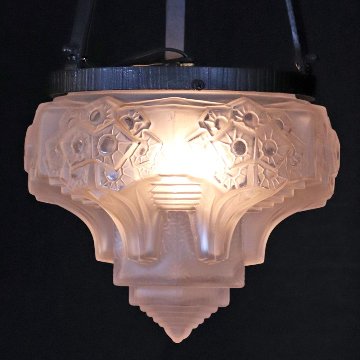 フランス アールデコ ミューラー アイアン ハンギングランプの画像