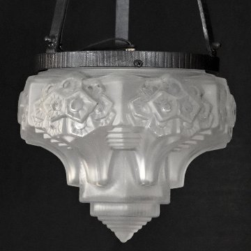 フランス アールデコ ミューラー アイアン ハンギングランプの画像