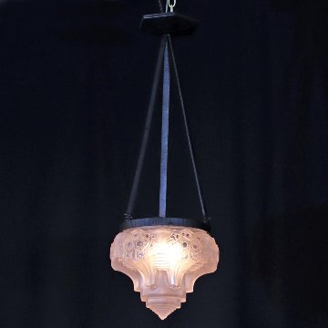 フランス アールデコ ミューラー アイアン ハンギングランプの画像