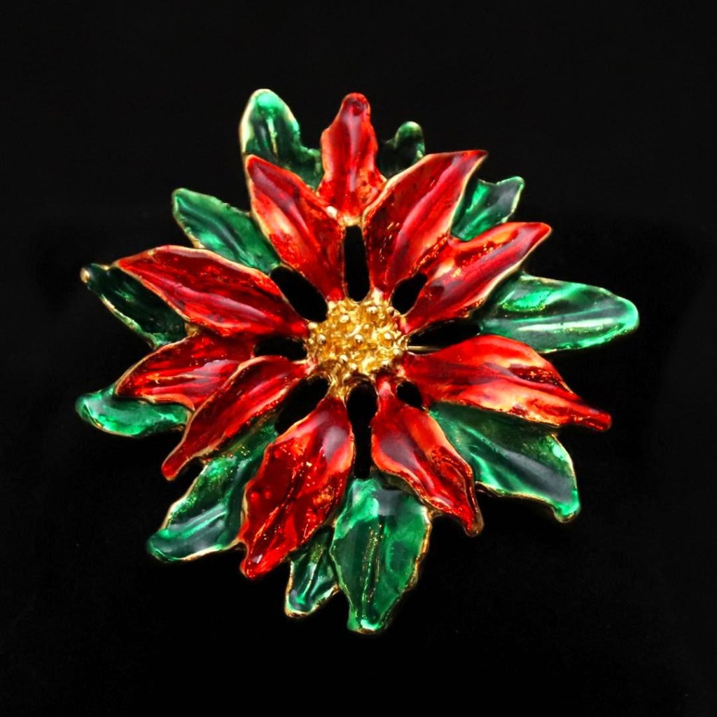 アメリカ ポインセチア クリスマスブローチの画像