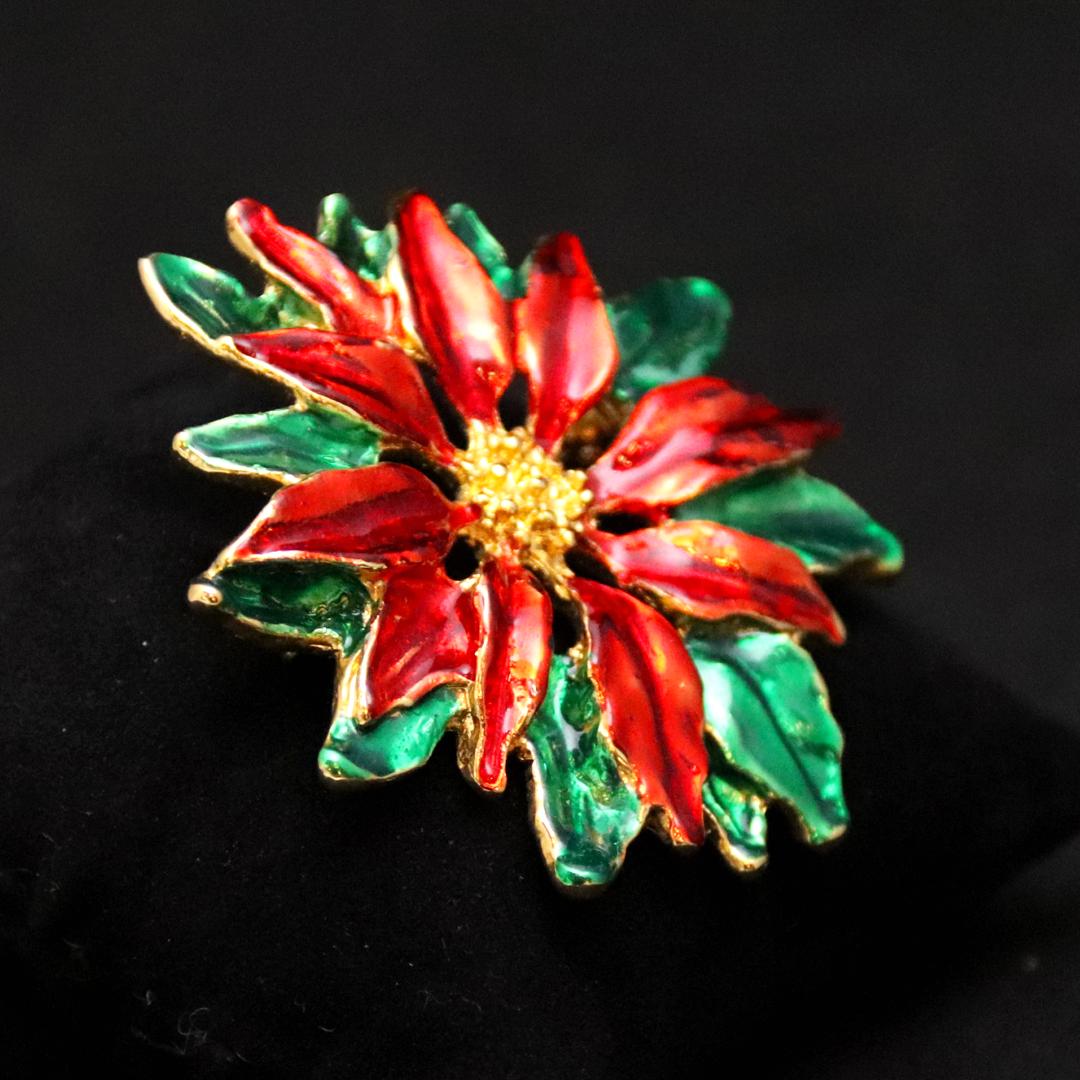 アメリカ ポインセチア クリスマスブローチの画像