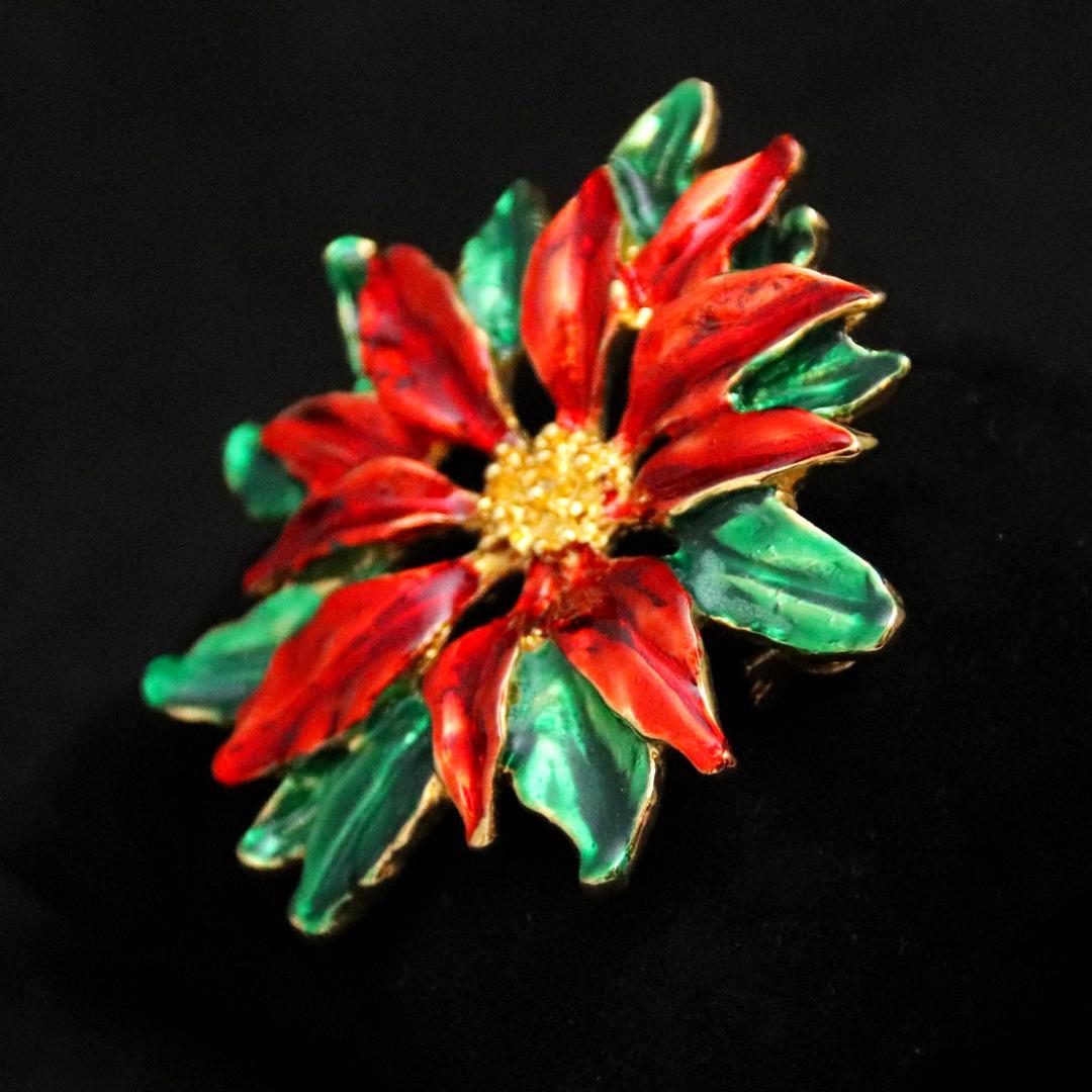 アメリカ ポインセチア クリスマスブローチの画像