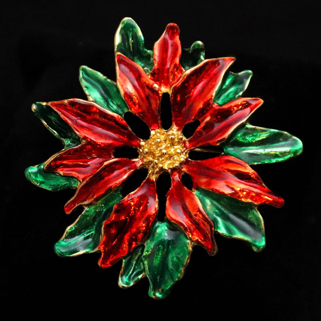 アメリカ ポインセチア クリスマスブローチの画像
