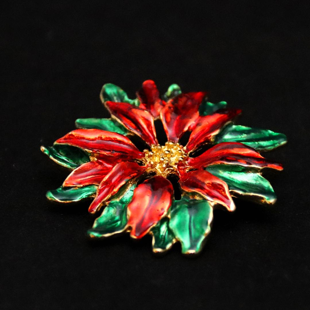 アメリカ ポインセチア クリスマスブローチの画像