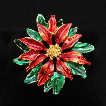 アメリカ ポインセチア クリスマスブローチの画像